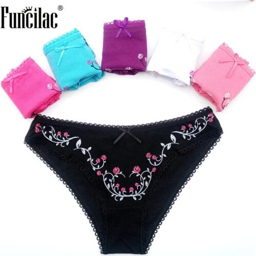 FUNCILAC Womens Panties Sexy Female Underwear Cotton Underpants Girls Briefs Ladies Shorts Lingerie Free Shipping 5 Pcs/set