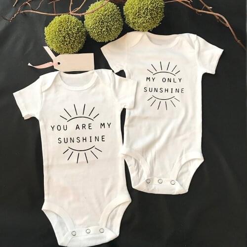 Twin You Are Sunshine My Only Sunshine Bodysuit Baby Boy Baby Girl Clothes Baby Clothes Unisex Baby Wear