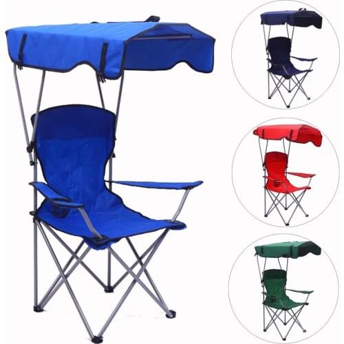 Outdoor Folding Canopy Fishing Chair Reclining Camping Chairs With Footrest Lightweight Portable Relex Comfortable Seat Chair
