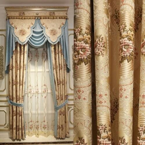 Factory Direct Rural Feng Shui Dissolved Embroidery Stereo Relief Shading Chenille Curtains Living Room Bedroom Shading Curtains