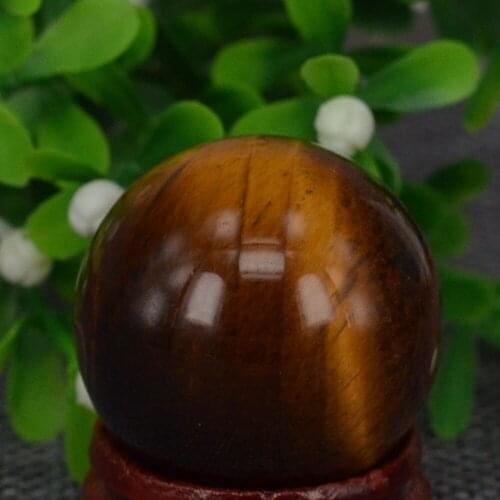 1.2")30MM Natural Gemstone Yellow Tiger Eye Sphere Crystal Globe Ball Chakra Healing Reiki Stone Carving Crafts,Minerals