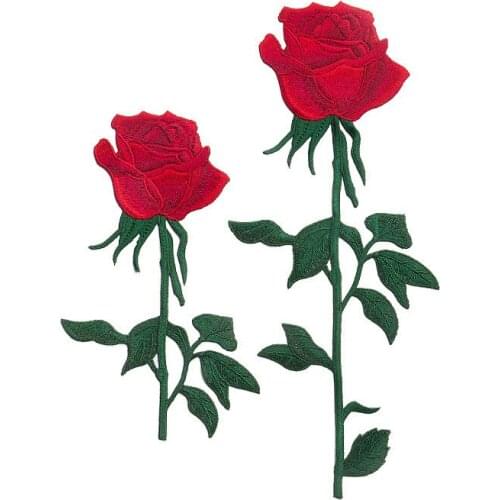 1Pcs Floral Embroidered Cloth Patches Rose Flower Sew Computer Embroidery Stickers DIY Patch Roses Clothing Appliqued Badges