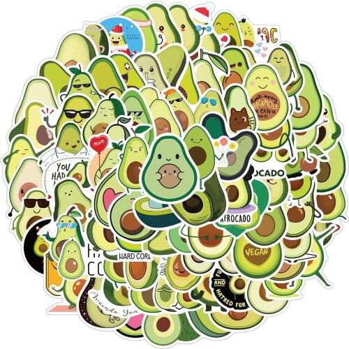 10/50/100PCS Kawaii Cartoon Avocado Stickers for Children DIY Guitar Stationery Water Bottle Notebook Cute Girl Toy Sticker
