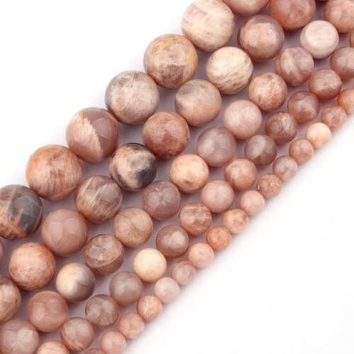 100% Natural Sunstone Beads Pink Moonstone Beads 4mm 6mm 8mm 10mm 12mm Round Semi Gem Stone loose Beads for jewelry,15.5"