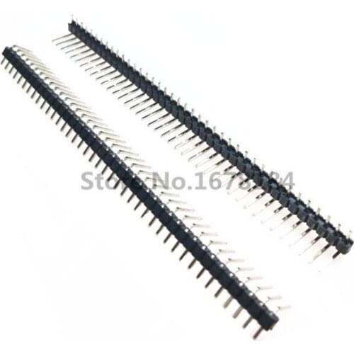 20pcs 40 Pin 1x40 Single Row Male 2.54mm Breakable Pin Header Right Angle Connector Strip bending
