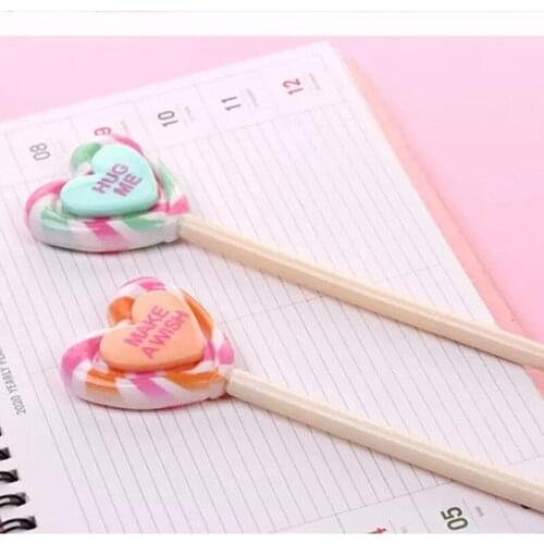20PCS Korean Version of The Cartoon Love Lollipop Ball-Point Pen Cute Simulation Heart-Shaped Candy Styling Pens for Writing