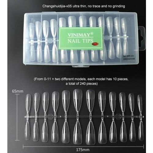 240PCS Quick Building Nail Mold Tips Ultra-thin Frosted Transparent UV Extend Tool False Tips Manicuring Tool Set Nail Art TSLM1