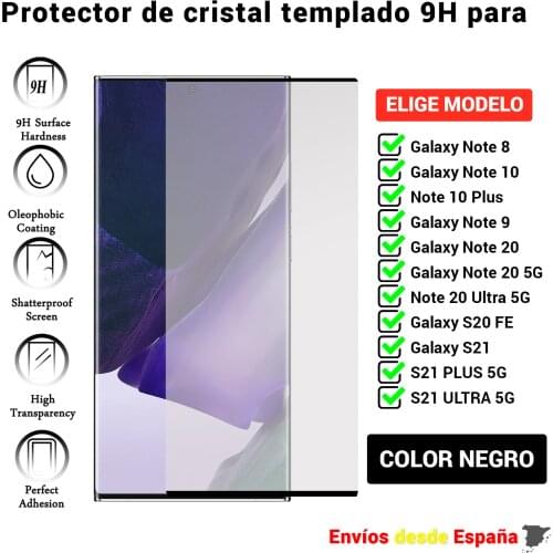 3D full screen Protector for Samsung Galaxy Note 8 10 20 5G S21 S20 Plus Ultra. Black tempered glass for Mobile