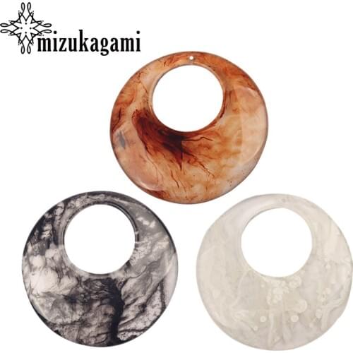 47mm Acetic Acid Resin Charms Pendant Smooth Big Round Circle For DIY Earrings Jewelry Pendant Making Finding Accessories
