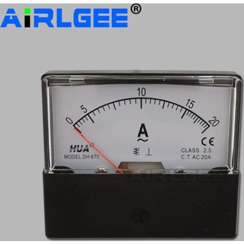 AC0-20A Dial Analog Panel Meter Ammeter DH-670 Class 2.5 Accuracy