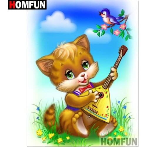 HOMFUN Full Square/Round Drill 5D DIY Diamond Painting "Cartoon cat" Embroidery Cross Stitch 3D Home Decor Gift A12272