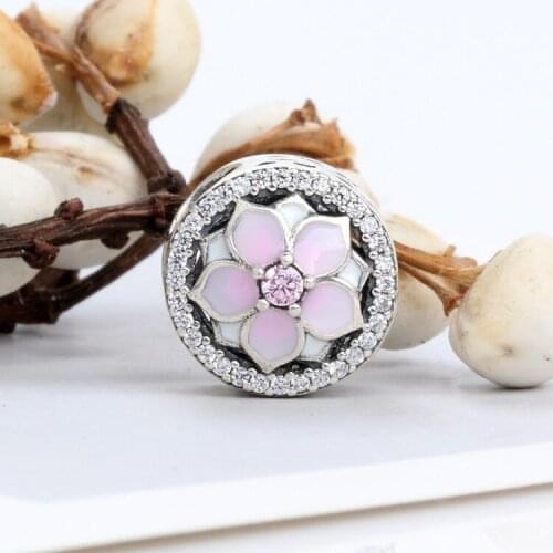 Authentic 925 Sterling Silver Beads New Cut Out Magnolia Fashion Beads Fit Original Pandora Bracelet For Women Diy Jewelry
