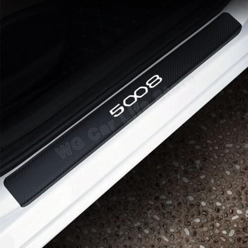 Car Decoration Stickers For Peugeot 5008 Auto Door Sill Protector Sticker Carbon Fiber Car Threshold Decal