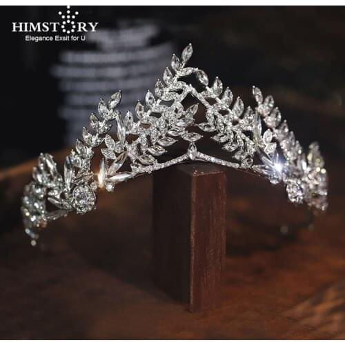 HIMSTORY Fashion Silver Color Headband Crystal Crown Women Alloy Rhinestone Tiara Bride Wedding Hair Jewelry Accessories