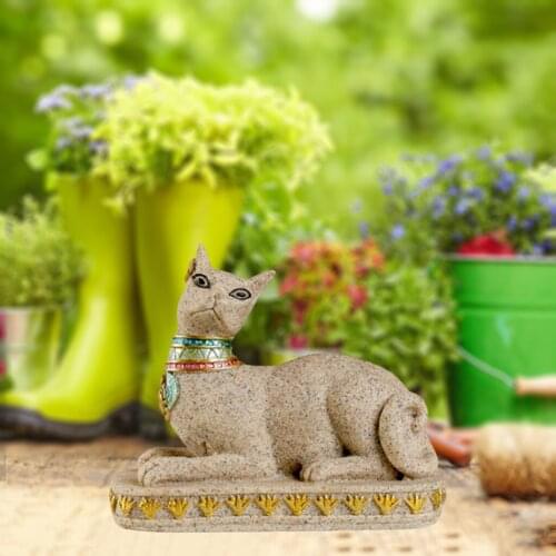 Resin Egypt Cat Sculpture Decorative Animal Ornament Figurine Statue Statuette