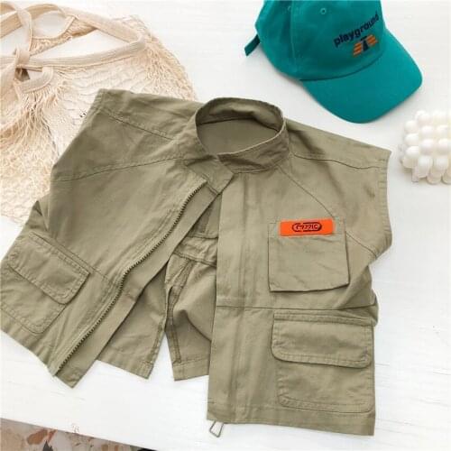 2 3 4 5 6 7 Years Kids Waistcoats Autumn New Arrival Korean Loose Vest for Girls Boys Outerwear Fashion Children Jackets 2020