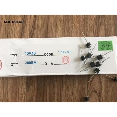 Solar panel Diodes. 10A10 1000V 10A MIC Rectifier diodes 200PCS/Lot ROHS Certificate
