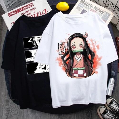 Japanese Anime Demon Slayer Kimetsu No Yaiba T-shirts Men Kawaii Cartoon Nezuko Tanjiro Kamado Graphic Tees Rengoku T Shirt male