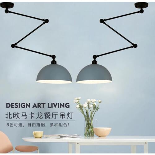 Flexible Black pendant light swing colorful pendant lamp with semicircle blue pink green white metal shades kids bedroom kitchen