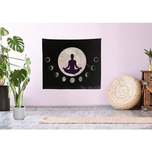 Yoga Studio Tapestry Moon Cycle Magic Pink And Black