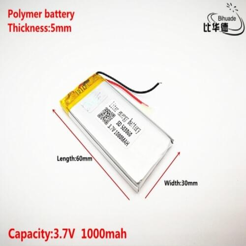Good Qulity 3.7V,1000mAH,503060 Polymer lithium ion / Li-ion battery for TOY,POWER BANK,GPS,mp3,mp4