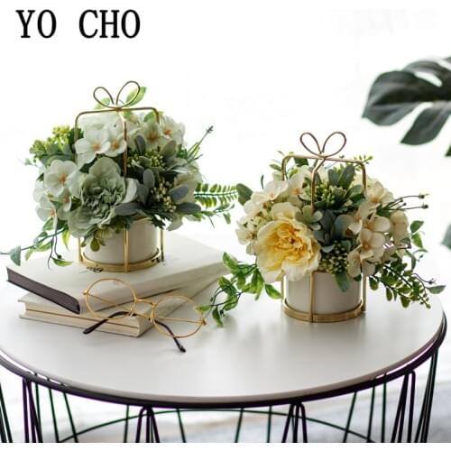 Small Bunch Artificial Peony Flower Bouquet Fake Camellia Flores Wedding Home Party Decor Bouquet Festival Silk Camellia Flowers