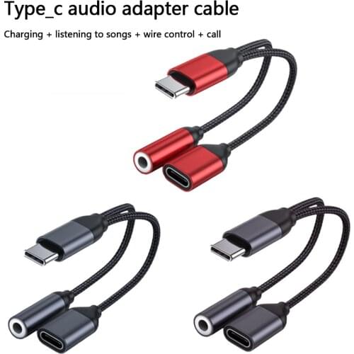 Nylon Braided 2 in 1 USB C Type C to 3.5mm Headphone Audio Aux Jack & Charge Adapter Cable Converter 3.5mm Audio Jack