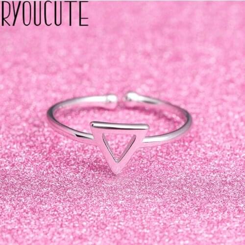 Punk Style Vintage Retro Silver Color Triangle Rings for Women Romantic Adjustable Large Antique Finger Rings Anillos