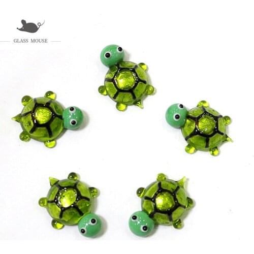 Colorful Mini Glass Sea Animal Figurines Cute Silver Foil Craft Turtle Ornaments Japan Style Fish Tank Kawaii Decor Accessories