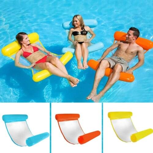 Summer swimming floating cushion chair pool bed foldable adult children inflatable PVC hammock lounge 130*70CM