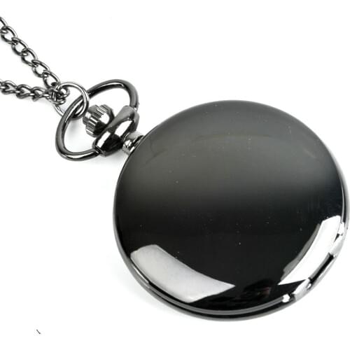 8814 Simple Retro Double Face Smooth Back Roman Numerals Mechanical Pocket Watch Pendant With Chain Quartz Unisex Best Gift