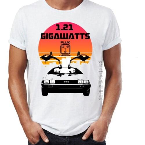 Men 100% Cotton T Shirt Adult Back To The Future DeLorean Time Traveling Car DMC-12 Funny Badass T-shirts Graphic Tops & Tees