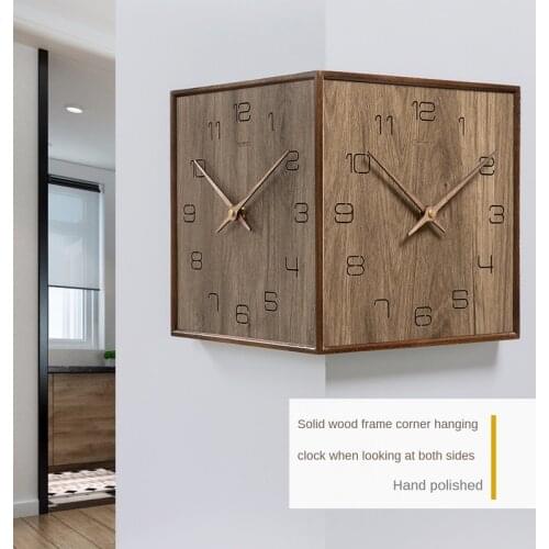 Modern Double Faced Wall Clock Wooden Living Room Decoration Undefined Home Fashion Wall Watch Creative Nordic Style Gift