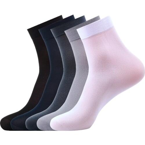 10Pairs Mens Socks Thin Cotton Crew Socks Summer Silk Socks Business Casual Soft Elastic Ankle Socks Male Fashion Accessories