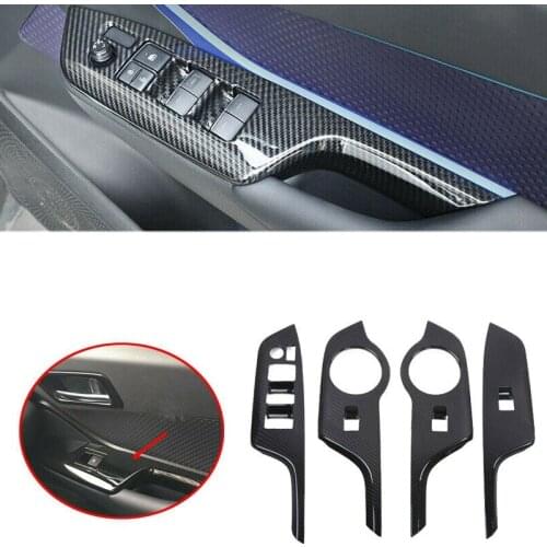 NEW-Carbon Fiber Style ABS Window Lift Switch Button Panel Cover Trim Right Drive for Toyota C-HR CHR 2016-2018