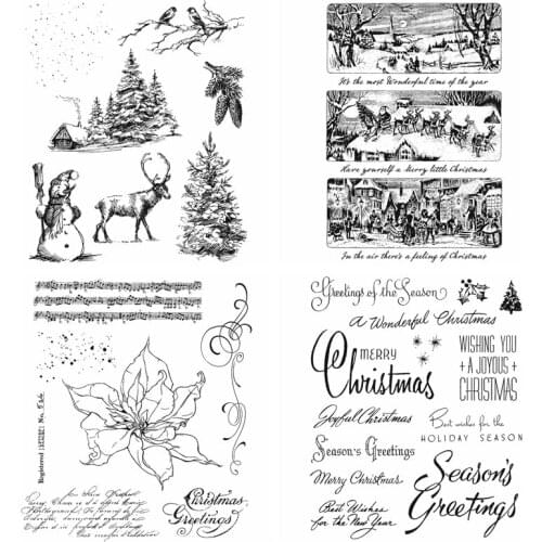 Decoration of Christmas Holiday with Blessings Transparent Clear Silicone Stamp Christmas Greetings Stamp Seal for Diy Scrapbook