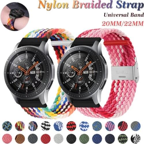 20mm 22mm Nylon Elastic Watch Band for Samsung Galaxy Watch Strap 42mm 46mm Galaxy Watch 3 45mm 41mm for Amazfit Bip GTR Strap