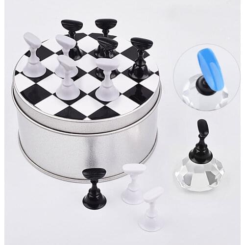Nail Art Checkerboard Display Stand Black and White Chess Pieces Magnetic Nail Art Chess Board Support 12 chess pieces/1 base