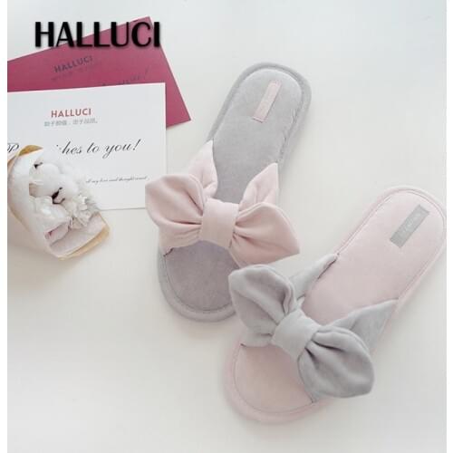Korea Sweet bowknot home slippers women shoes simple slides soft Bedroom non-slip Slippers cute indoor terlik mujer summer