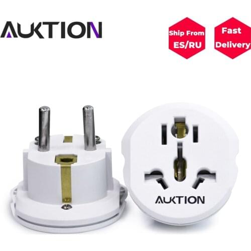 5Pcs/Lot AUKTION Universal EU Adapter US UK AU CN to EU Plug Adapter Europe Converter Travel Charger Wall Power Socket Adapter
