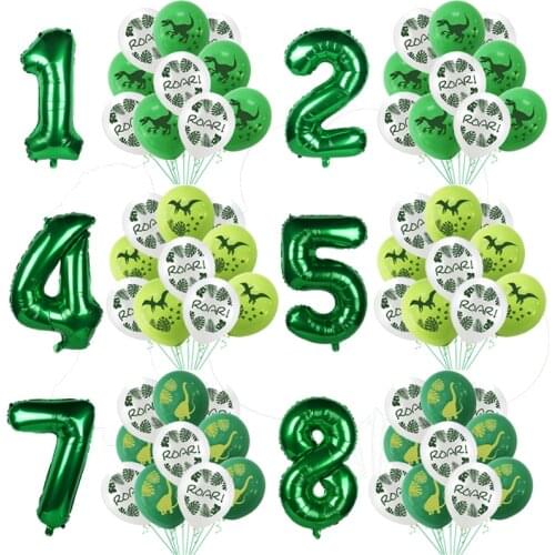 Happy Birthday Balloon Dinosaur Party 1 2 3 4 5 Foil Balloons Air Baloon Boy 1st Birthday Party Decorations Kids Babyshower Dino