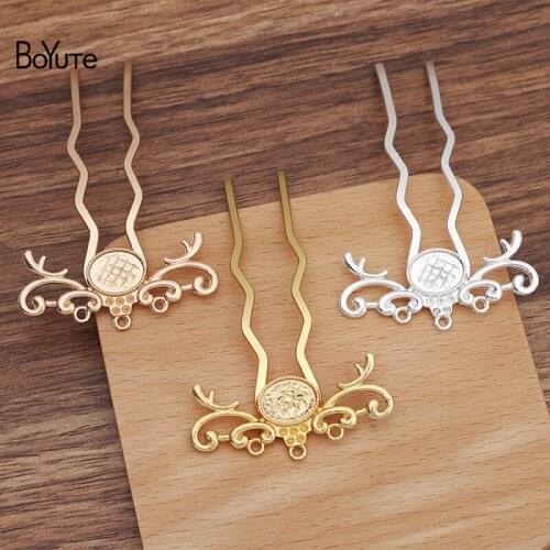 BoYuTe (5 Pieces/Lot) 20*49MM Alloy Flower Base Welding 70*12MM Hair Fork Diy Handmade Jewelry Accessories Materials