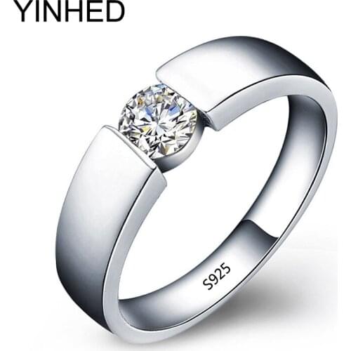 YINHED Hot Sale Wedding Rings for Men/Women 925 Sterling Silver Cubic Zirconia Simulated Diamant Engagement Ring Jewelry ZR292