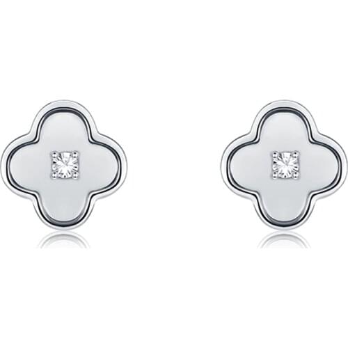 ZEMIOR 925 Sterling Silver Minimalist Flower Earrings For Women Shiny Cubic Zircon Stud Earring Elegant Female Silver Jewelry