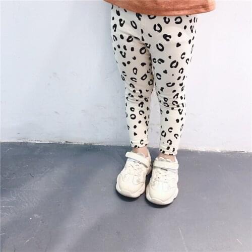 2 3 4 5 6 Years Girls Leggings Cotton Fashion Leopard Print Skinny Pants Casual Elastic Waist Velvet Trousers Tollder Pants 2019