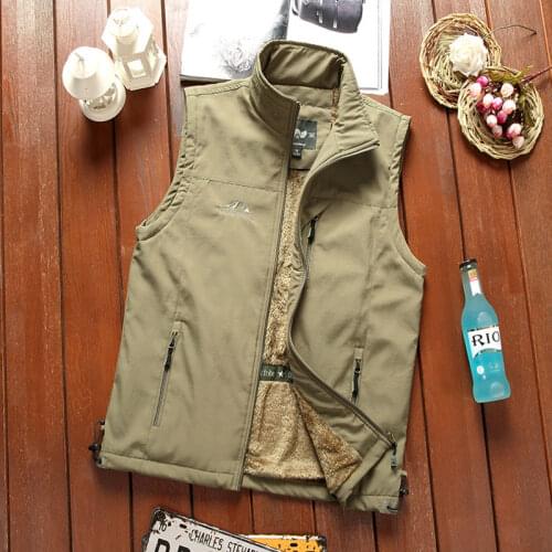 Hiking Vests Pockets Warm Velvet Vest Sleeveless Jackets Unloading Photography Fishing Cargo Waistcoat Chaleco Tactico SizeM-5XL