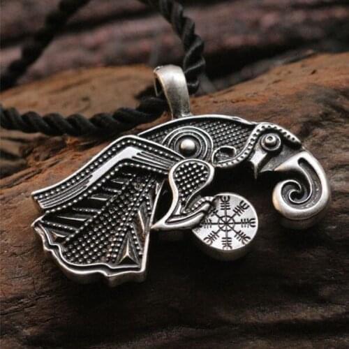 1pcs wholesale viking retro Raven of Odin Hugin Jewelry Viking Scandinavian Solid Pendant norse amulet necklace