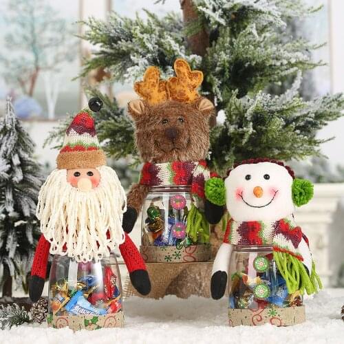 1pcs Christmas Decorations Burlap Covered Candy Cans Children Gift Box Snack Cans