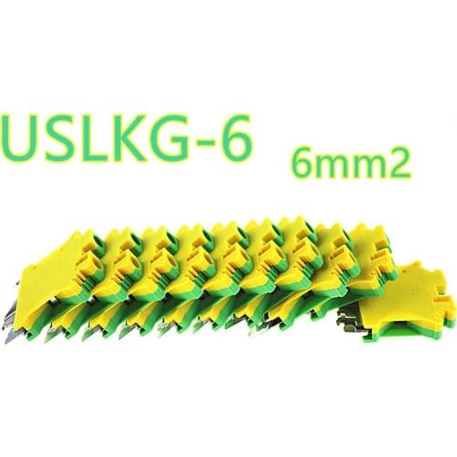 10pcs USLKG-6 Earthing terminal Wiring row Terminal blocks