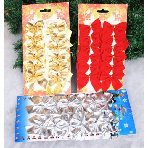 12Pcs Christmas Tree Ornaments Bowknot Home Office Decoration